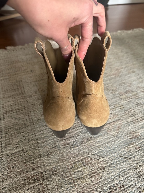 Marc Fisher Tan Suede Pointed Western Ankle Boots - Picture 5 of 6